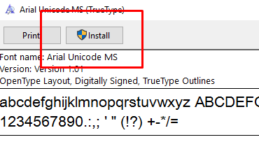 Arial Unicode MS install